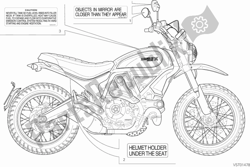 All parts for the Posizionamento Targhette of the Ducati Scrambler Urban Enduro Thailand USA 803 2017